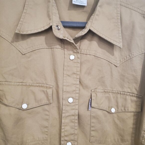 Women's Carhartt Tan Western Cowgirl Button Down Snap Shirt  XL - Picture 4 of 6